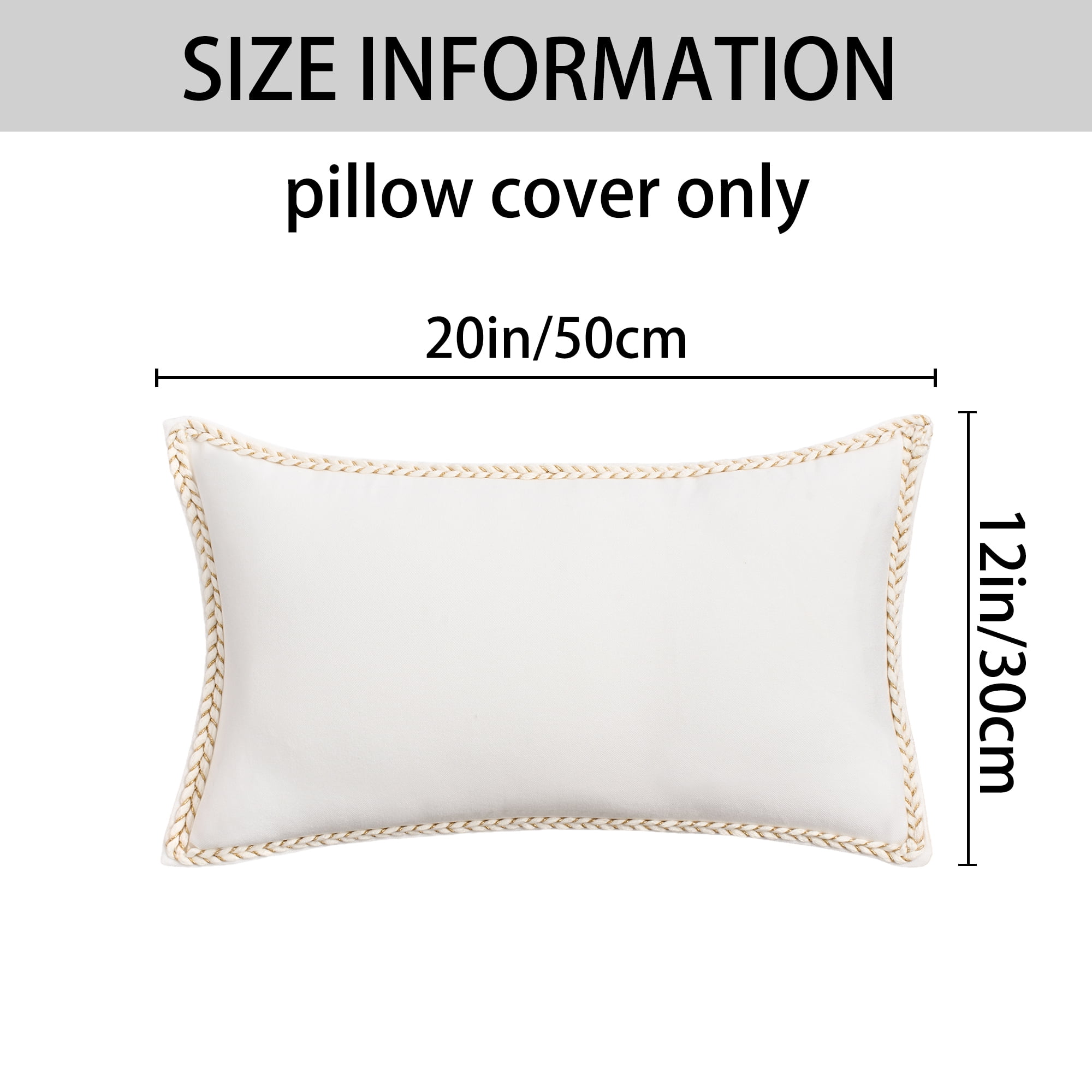Unique Bargains Pack of 2 Soft Solid Throw Pillow Covers Cases for Couch 20" x 12" White