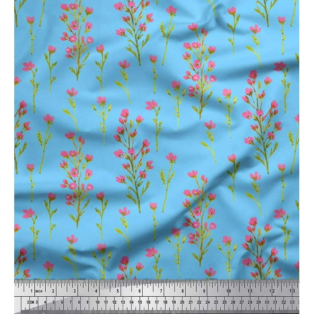 Soimoi Rayon Fabric Flower Watercolor Printed Craft Fabric by The Yard 42 Inch Wide