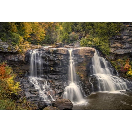 USA, West Virginia, Blackwater Falls State Park. Waterfall and forest scenic. Print Wall Art By Jaynes