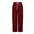 thumbnail image 4 of Outfmvch Cargo Pants Womens Joggers with Pockets Drawstring Pants Women Workout Sets for Women Hiking Pants Women Pants Wine Xl, 4 of 7