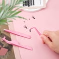 thumbnail image 3 of 3pcs Eyelash Tweezers Tool, 3 Designs False Eyelash Extension Tweezers Set Stainless Steel Lash Cluster Applicator with Comb Multifunctional Makeup Kit Tweezers for Women, Beginners (Pink), 3 of 7