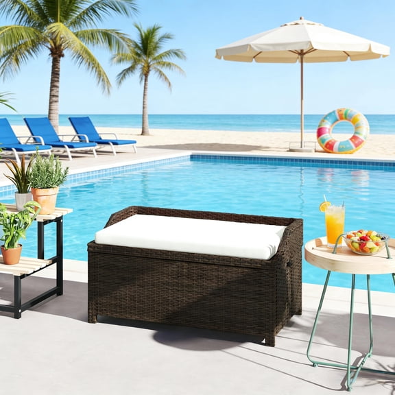 Olurrisa Storage Box,Outdoor Wicker Storage Bench
