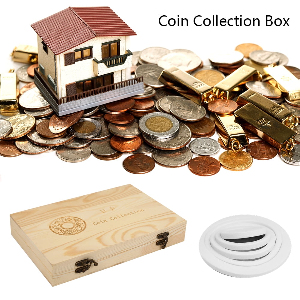 MTFun 100 Pcs Wooden Coins Storage Box Round Coin Capsules Acrylic Plastic Commemorative Coin Holder Coin Display Case Organizer Protection Container for Collectors