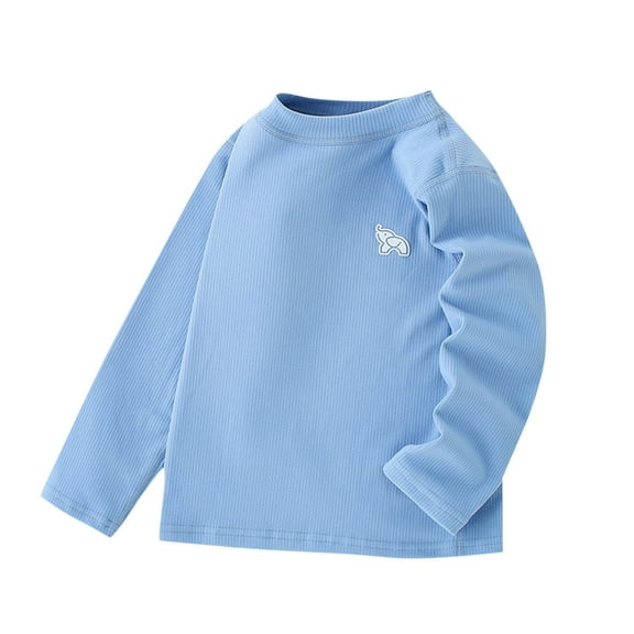 zbxnLI Kids Boys Girls Cotton T-Shirts Crew Neck Long Sleeve Shirts Fall Winter Basic Tee Tops