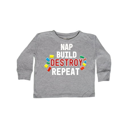 

Inktastic Nap Build Destroy Repeat with Colorful Building Blocks Gift Toddler Boy or Toddler Girl Long Sleeve T-Shirt