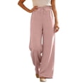 thumbnail image 2 of HKYNLAG Womens Linen Pants Wide Leg High Waisted Adjustable Drawstring Trousers with Pockets Casual Lightweight Pink M, 2 of 7