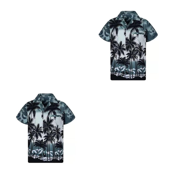 Jumpingount Camisa de manga corta casual de secado rápido ropa de playa de palma suelta tamaño de gran tamaño Gary/M 2Conjunto