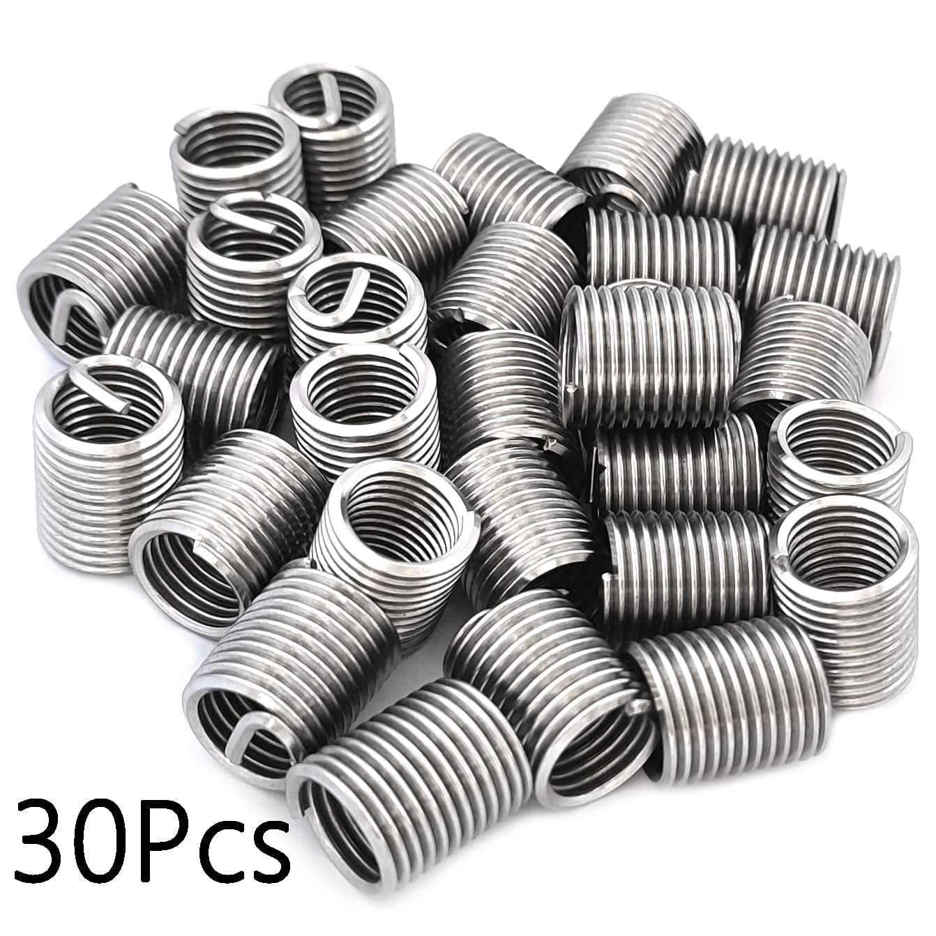 12 1.75 2 spiral coil internal thread inserts, spiral coil screws, 304 stainless steel, metric, 30 pieces