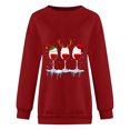 thumbnail image 3 of Gibobby Sudaderas para mujer navidad Sudadera de cuello redondo con estampado navideño para mujer, camisetas informales de manga larga para entrenamiento(Rojo,G), 3 of 4