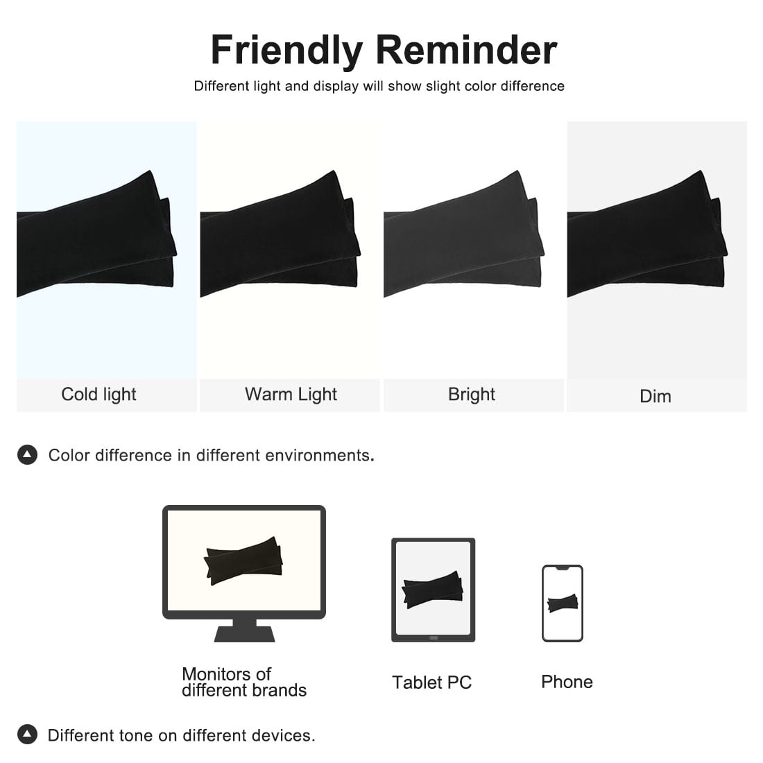 Unique Bargains Microfiber Solid Long Body Pillowcases, 2-Pack Black 20" x 60"