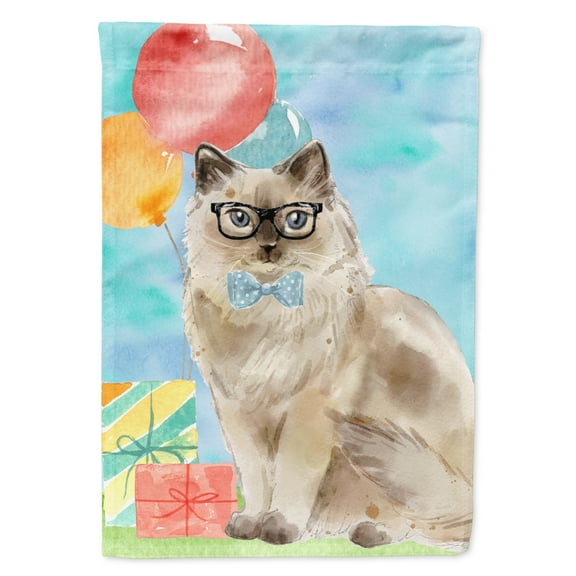 Carolines Treasures CK3172CHF Ragdoll Happy Birthday Flag Canvas House Size  Large multicolor