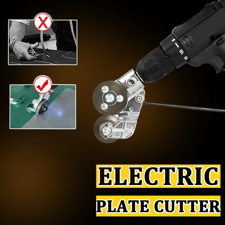 Electric Drill Plate Cutter,Metal Nibbler Drill Attachment with Adapter,  DIY Metal Drill Attachment, Sheet Metal Knife for Cutting Iron, White Sheet,  Steel,Copper, Aluminum 