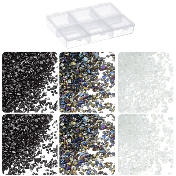 33g Crushed Glass Chips 3 Colors 1-3mm, White Black Color Series