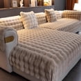 thumbnail image 1 of Thick Rabbit Plush Sofa Covers,Non Slip Faux Fur Sofa Cover for L Shape Sectional Sofa Slipcover, Furniture Protector Fluffy Slipcovers for Living Room (Khaki,70 * 180cm/27.5 * 70.9in), 1 of 6
