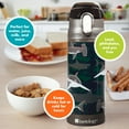 thumbnail image 6 of Bentology Stainless Steel 13oz Insulated Kids Water Bottle w Built In Straw- Easy to Open, Reusable BPA-Free, Fits in Most Lunch Boxes for Boys, Girls, School, Sports, Camp - Shark, 6 of 6
