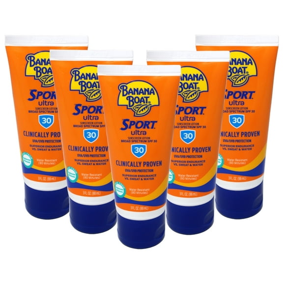 Banana Boat Sport Ultra SPF 30 Sunscreen Lotion, Travel Size 3oz - 5 Pack