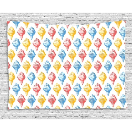 - Food Decor Tapestry, Ice Cream Cones 50s Time Colored Drawings with Abstract Retro like Design Image, Wall Hanging for Bedroom Living Room Dorm Decor, 60W X 40L Inches, Multicolor, by Ambesonne