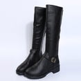 thumbnail image 4 of WAVSUF Women's Mid Calf Boots Wide Width Side Zip Round Toe Winter Daily Trendy Boots Black 5.5, 4 of 9