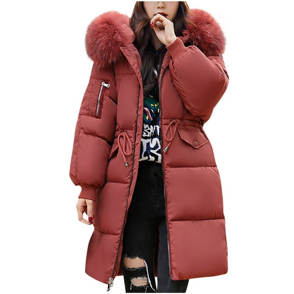 Sevevn Women's Plus Size Winter Windproof Warm Down Coats Waterproof Thicken Hooded Fashions Puffer Jacket