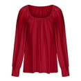 thumbnail image 4 of AherBiu Long Sleeve Tops for Women Casual Loose Square Neck Ruched Tunic Blouse Comfy Top Tees T Shirts, 4 of 6