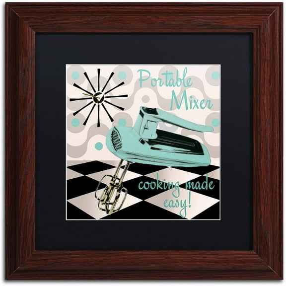 Trademark Fine Art "Fifties Kitchen III" Canvas Art by Color Bakery Black Matte, Wood Frame