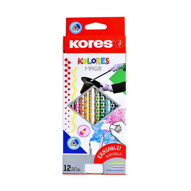 Lápices de Colores Kores Kolores Magik Borrables 12 Colores Triangulares con Goma