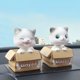 thumbnail image 2 of Juego de 2 muñecos de resina con cabeza de gato que mueven la cabeza, adornos para el interior del coche, regalos, juguetes, accesorios para niños., 2 of 5