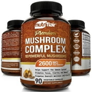 NutriFlair Mushroom Complex Supplement with Lion's Mane Cordyceps 90 Vegetable Capsules