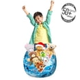 thumbnail image 3 of Seashells Storage Toy Bag Chair, Nautical Underwater Universe Design of All Creatures Scallop Motif Illustration, Stuffed Animal Organizer Washable Bag, Small Size, Blue White, by Ambesonne, 3 of 3