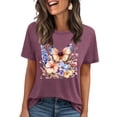 thumbnail image 3 of Pxxlle Tshirts for Women Fashion Floral Graphic Tee Shirts Summer Short Sleeve Going Out Tshirt Loose Fit Crewneck T Shirt (Red XL), 3 of 5