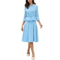 thumbnail image 2 of INSPIRE CHICBusiness Skirt Suit Sets for Women's 2 Piece Outfits Office 3/4 Sleeve Blazer Jacket Pleated Skirts XS Sky Blue, 2 of 6
