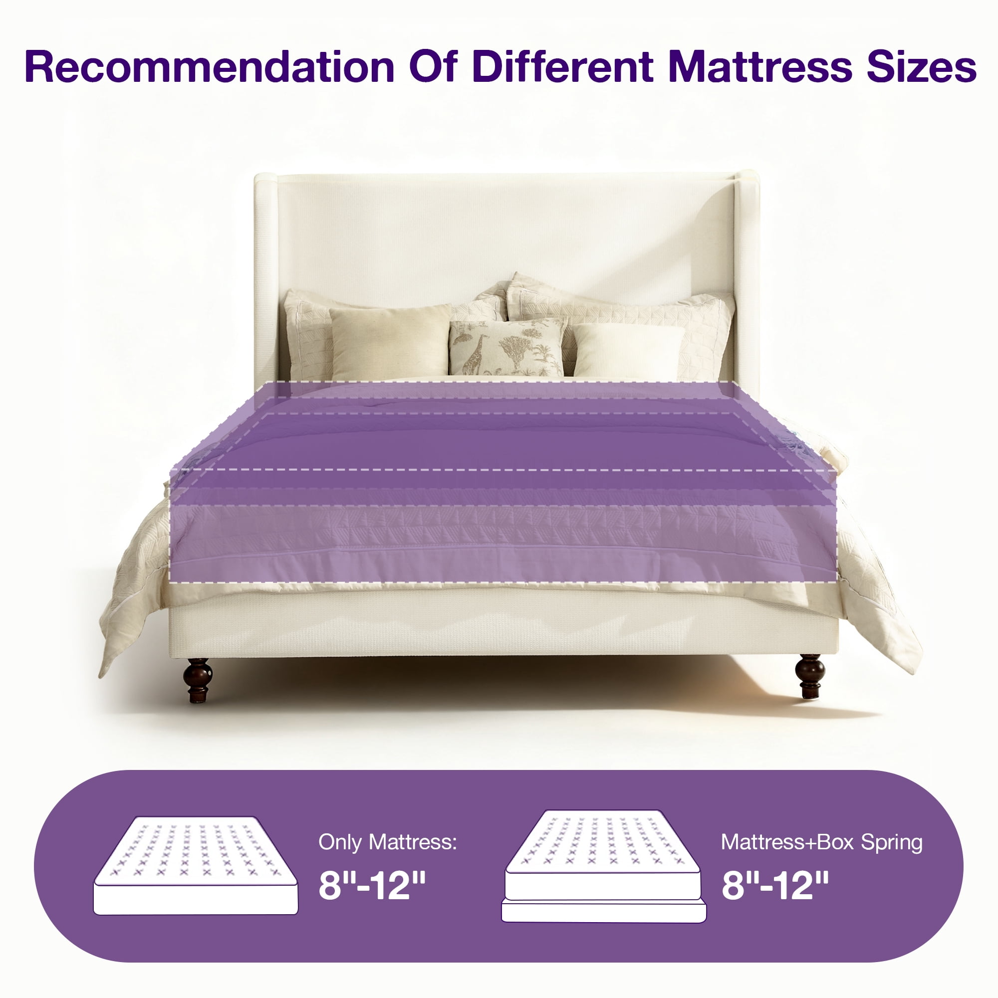 COOLHUT King Size Bed Frame, All Wood Slats Support Platform Bed Frame, Upholstered Wingback Headboard, Solid and Stable Bed Frame, No Box Spring Needed/Easy Assembly/White