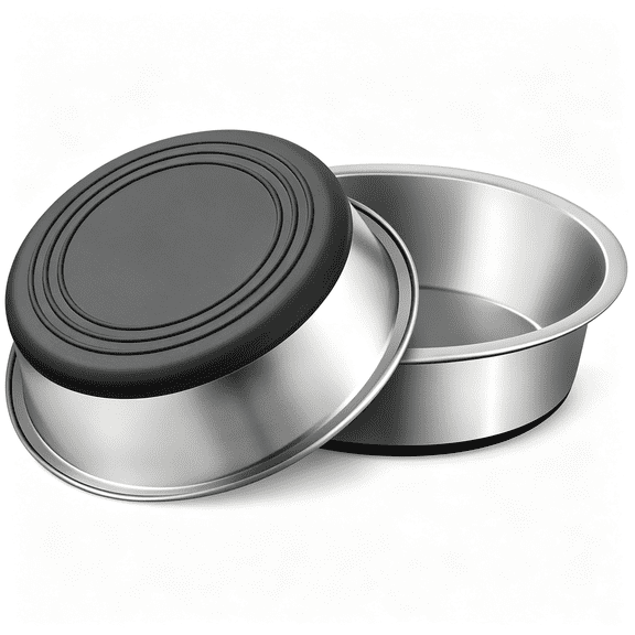 BPPEG Stainless Steel Dog Bowls Set of 2, Anti Rust Metal & Non Slip Rubber Base, Heavy Duty Large Feeding Dishes, Food Grade Bpa Free, Food and Water Bowl for Small Dogs (17Oz, 2.1Cup)
