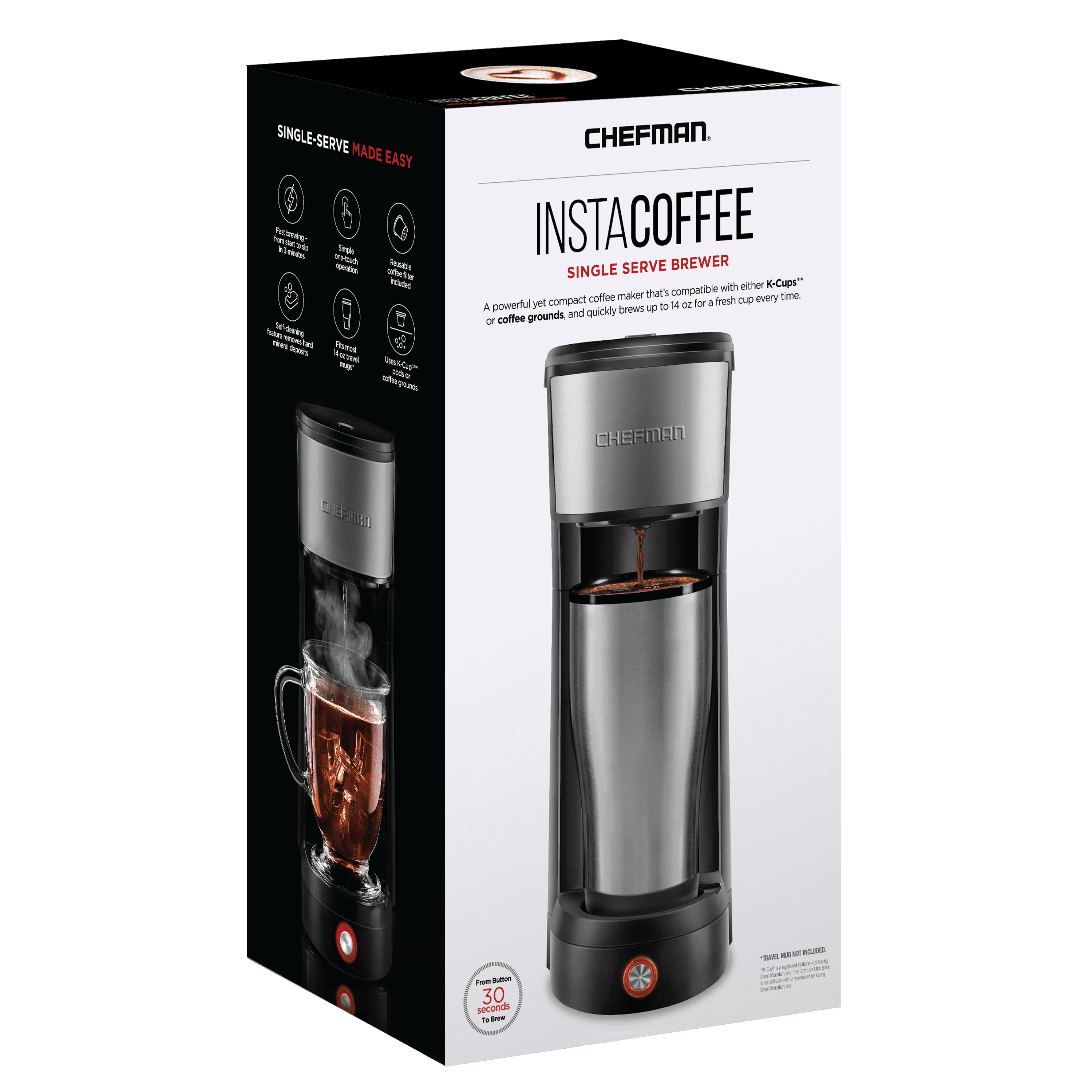 Chefman Migration InstaCoffee Max Single-Serve Brewer with Lift Black