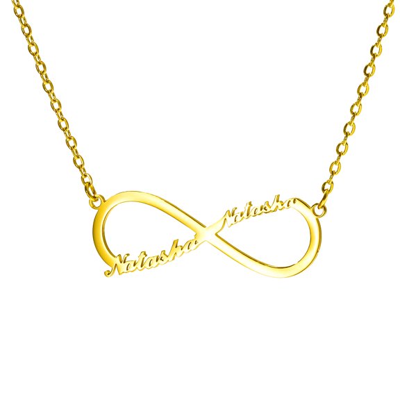 Vakki 18K Gold Plated Personalized Infinity Name Necklace Customized Any 2 Names Infinity Nacklace