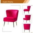 thumbnail image 4 of Set of 2 Velvet Accent Chair Upholstered Adult Side Chairs Gold Leg Home Bedroom Fushia, 4 of 11