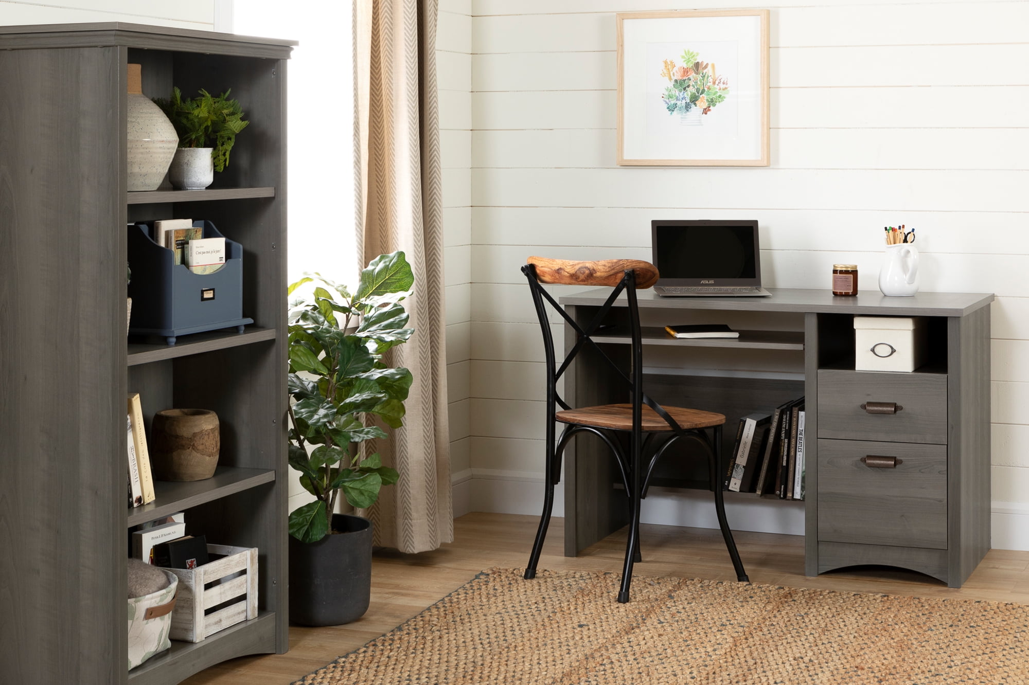 Gascony 4-Shelf Bookcase-Rubbed Black-South Shore