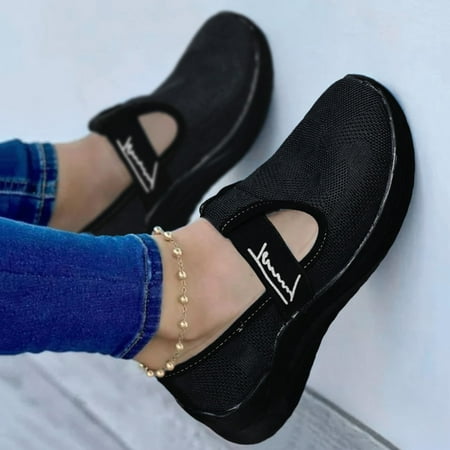 

Cathalem Sneaker Wedges for Women Ladies Fashion Solid Color Light Mouth Hollow Mesh Platform Casual Sneaker for Women Black 7