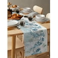 thumbnail image 6 of Table Runner Dresser Scarves 60 Inch Long, Spring Garden Blue Flower with Butterfly Linen Dining Table Runners Watercolor Floral and Marble Stone Tabletop Scarf for Wedding Holiday Party Kitchen, 6 of 7