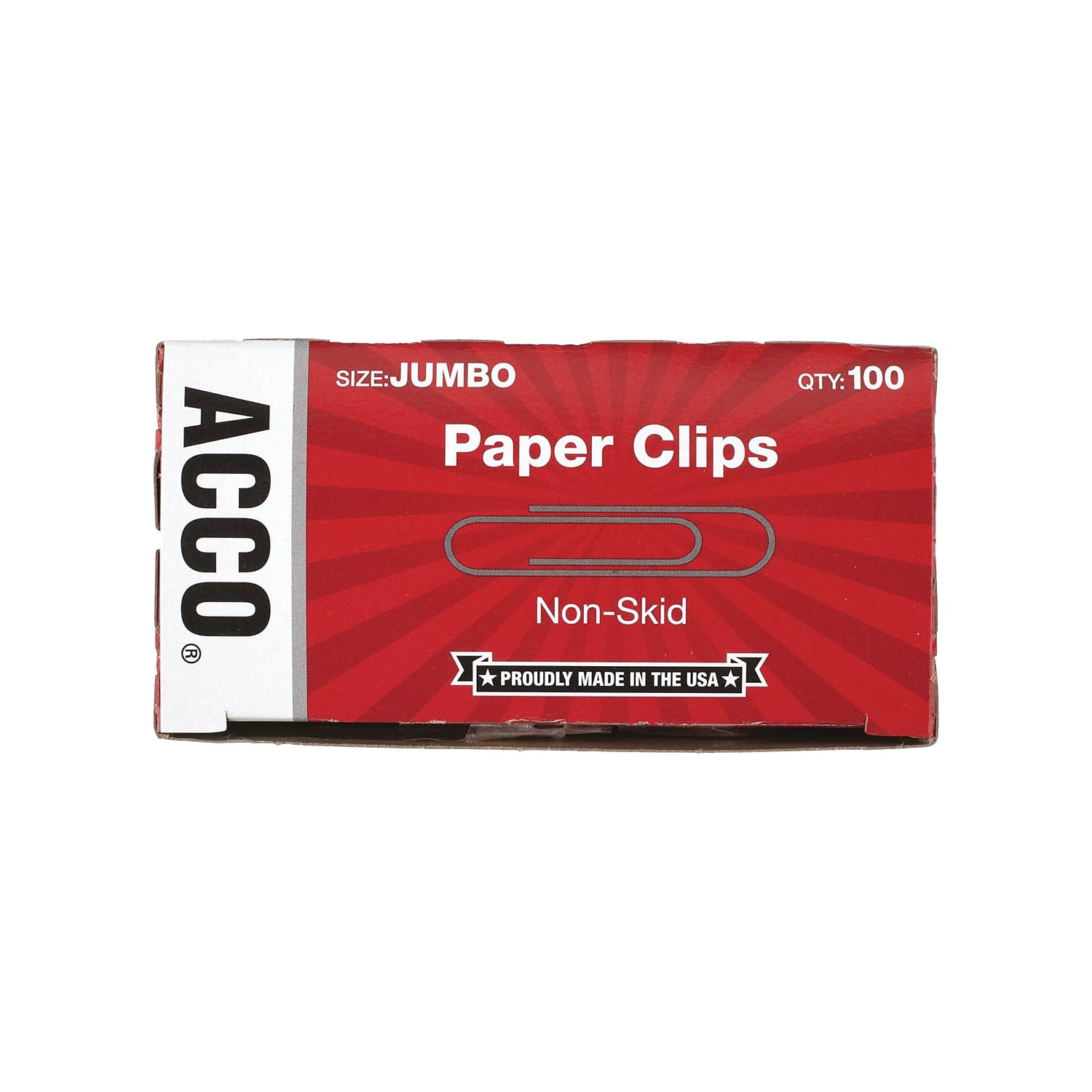 ACCO Nonskid Standard Paper Clips Jumbo Silver 1000/Pack 72585