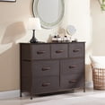 thumbnail image 4 of Commode pour Chambre avec 7 Tiroirs, Grand Commode avec Dessus en Bois, Grande Commode en Tissu avec Tiroirs de Rangement pour Salon, Garde-Robe, Entrée, Brun Café, 4 of 15
