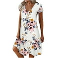thumbnail image 1 of Robe d'Été pour Femmes Aguichant Mode Femmes Décontractée Aguichant à Col en V Imprimée Robe d'Été à Manches Courtes Robe d'Été pour Femmes avec Manches Robe d'Été avec Manches pour Femmes, 1 of 5