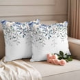 thumbnail image 2 of Blue Eucalyptus Outdoor Waterproof Pillow Covers, Farmhouse Flowers Leaf White Watercolor Decorative Square Throw Pillowcase Sofa Cushion Sham for Patio/Couch/Chair, 18"x18" 2 Pack, 2 of 8