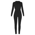 thumbnail image 2 of Itsame Tops and Pants Activewear Set Womens Sweatsuits 2pcs Sets Long Sleeved Solid Color V-neck Women Athletic Outfit Sets Black Size S, 2 of 8