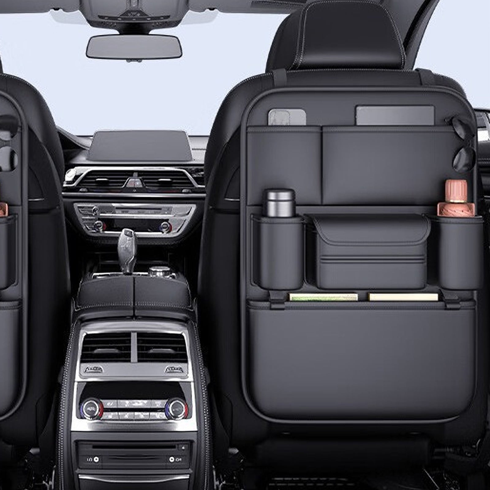 Bxaolu Premium Backseat Organizer, Heavy Duty Waterproof and Stain Resistant Kick Mats Back Seat Protector, Durable Backseat Car Organizer with Tablet Holder+Storage Pockets[1Pack]