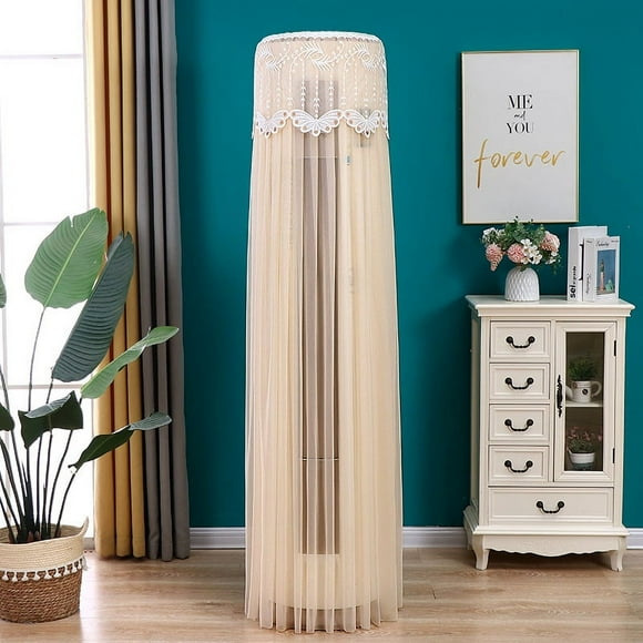Nvzi Cubierta universal para aire acondicionado, cubierta cilíndrica vertical para aire acondicionado, borde de hilo, cubierta antipolvo, altura 180 cm, aire acondicionado universal (amarillo claro)