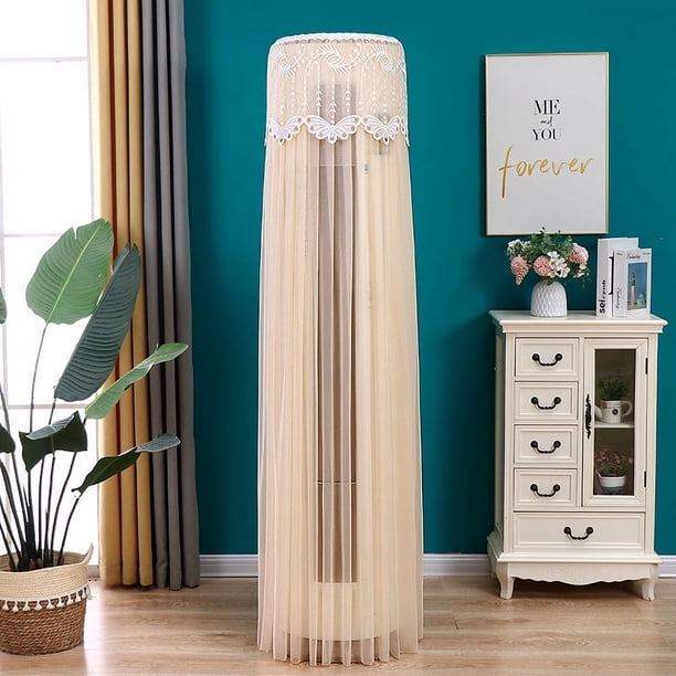 Nvzi Cubierta universal para aire acondicionado, cubierta cilíndrica vertical para aire acondicionado, borde de hilo, cubierta antipolvo, altura 170 cm, aire acondicionado universal (amarillo claro)