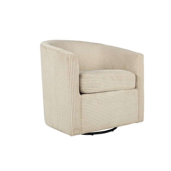 Beige 360 Swivel Accent Chair with U-Backrest, Corduroy Upholstered Lounge Chair for Living Room, Bedroom