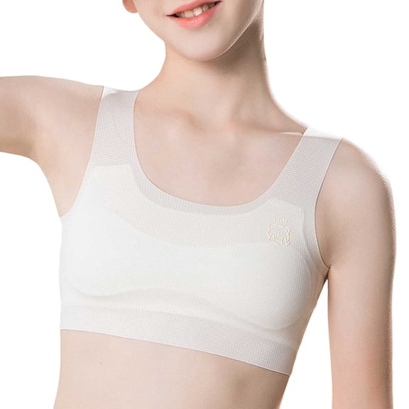 TAIAOJING Kids Crop Tops Bra Girls Seamless Sports Bra Training Solid Color Bra Camisole Style Lightweight Seamless Kids Soft 11-14