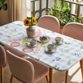 thumbnail image 3 of Easter Table Cloths for 3 Foot Rectangle Tables, Spring Rabbits Ears Feet Floral Blue Lattice Patio Waterproof Elastic Fitted Tablecloths, Washable Rectangular Table Cover for Camping, 3 of 8